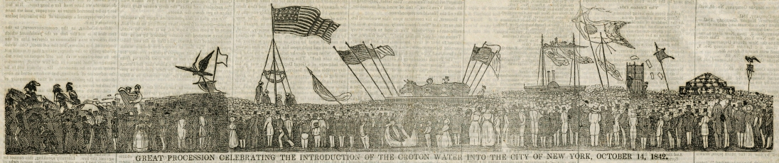 The 16-inch long woodcut of the parade was engraved in three sections and bolted together.